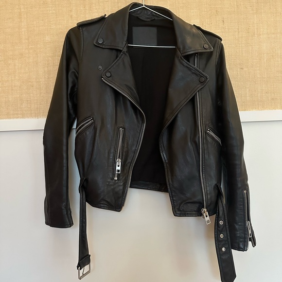 Allsaints Black Leather Biker Jacket